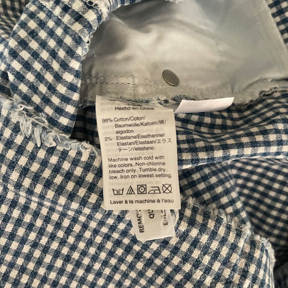Madewell 26 Skirt Stretch Denim Straight Blue White Gingham Short Mini - Picture 4 of 9